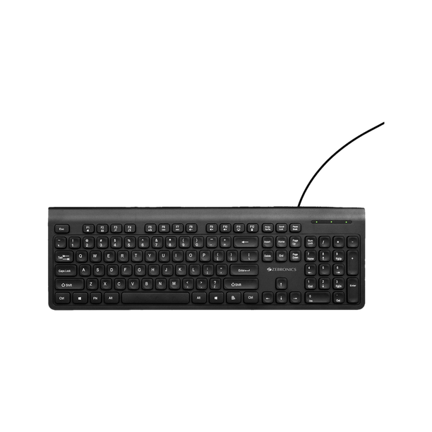 ZEBRONICS K51 (ZEB KKB2) Wired USB Standard Laptop Keyboard Compatible with Desktop, Laptop, Mac 105 Keys, Rupee Key, 12 Multimedia Keys, Slim Design, Plug & Play