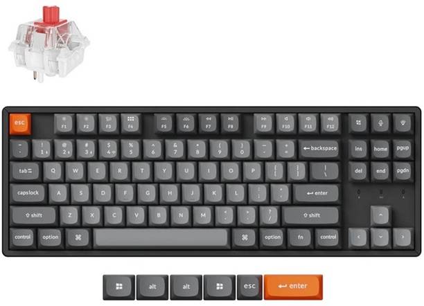 Keychron K8 Max Red Color QMK Wiremless Mechanical Keyboard-RGB Backlight Aluminum Bluetooth Standard Multi-device Keyboard Compatible with Desktop, Laptop, Mac
