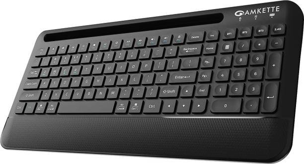 AMKETTE Optimus Pro Max 4 in 1 Bluetooth, Wireless Standard Multi-device Keyboard Compatible with Desktop, Laptop, Tablet, iPad, Mac