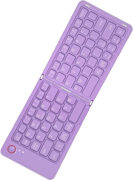 ELECTRO WOLF Mini Portable Rechargeable Wireless Bluetooth Foldable Keyboard |Mobile Holder| Bluetooth Handheld Multi-device Keyboard Compatible with Desktop, Laptop, Tablet