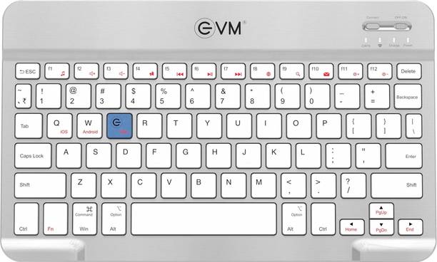 EVM WLKM Bluetooth Standard Multi-device Keyboard Compatible with Desktop, Laptop, Mac Compact, Wireless, Portable, 150 mah Battery
