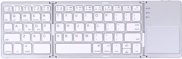 BITECHKART Keyboard with Touchpad & Rechargeable Battery Foldable Mini Wireless Bluetooth Handheld Multi-device Keyboard Compatible with Desktop, Laptop, Mac