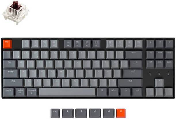 Keychron K8 Wireless Mechanical Keyboard | RGB | Plastic frame | TKL Wired USB, Wired USB, Wireless Tenkeyless Multi-device Keyboard Compatible with Desktop, Laptop, Mac , with gaming mode ,stand support,multimedia_keys,Keychron K8 Wireless Mechanical Keyboard Non- Swappable Plastic Frame, 80% Layout Programmable Keyboard with RGB Backlit, Gateron G Pro Red Switch