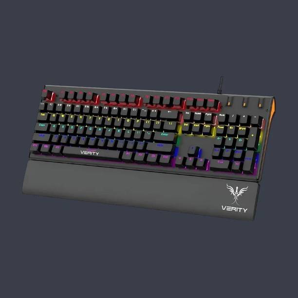 Verity Eclipse RGB Mechanical Keyboard with Detachable Palm Rest Wired USB Standard Multi-device Keyboard Compatible with Desktop, Laptop, Mac