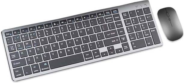 TECPHILE K936 Wireless Keyboard and Mouse Combo (3 BT5.0 + 2.4Ghz USB) Bluetooth, Wireless Laptop-size Multi-device Keyboard Compatible with Desktop, Laptop, Mac
