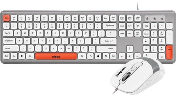 FINGERS Velvet Combo – Rangeela Series Wired USB Standard Laptop Keyboard Compatible with Desktop, Laptop, Mac