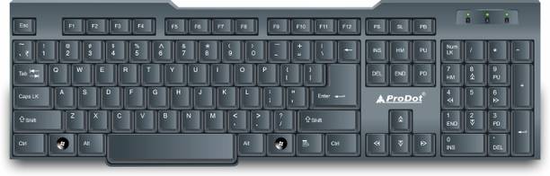 PRODOT QWERTY Keyboard with Low Profile Keys for Windows, Mac, PC, Laptop (KB-207s) Wired USB Standard Multi-device Keyboard Compatible with Desktop, Laptop, Mac