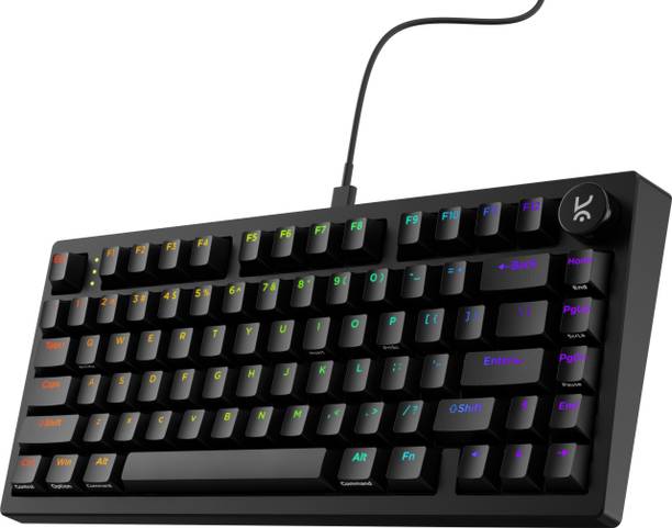 Kreo Hive RGB Gaming Mechanical Keyboard, RGB Keyboards, Braided Cable, led keyboard Wired USB Tenkeyless Gaming Keyboard Compatible with Desktop, Laptop, Mac with Compact Tenkeyless Layout, Tactile Brown Mechanical Switches, Backlit LED Illumination