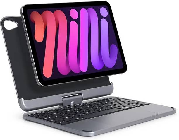 microware Mini 6 Magic Keyboard Case For 8.3'' with Touch Backlight Foldable 360 Rotatable Bluetooth Handheld Tablet Keyboard Compatible with Desktop, Laptop, Mac