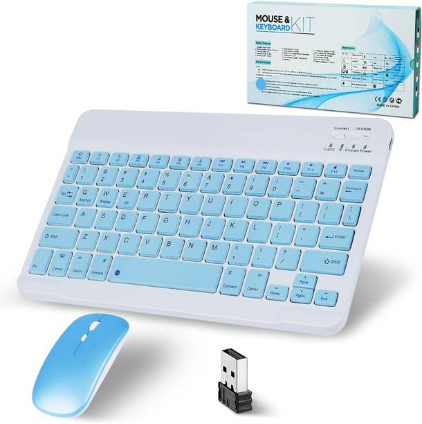 FKU Wireless Keyboard & Mouse For Android Windows PC Wireless Standard Tablet Keyboard Compatible with Desktop, Laptop, Mac Wireless Keyboard & Mouse For Android Windows PC Tablet