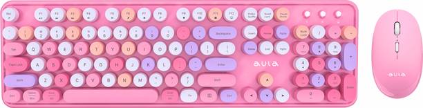 Aula AC306 Wireless Standard Laptop Keyboard Compatible with Desktop, Laptop, Mac Full Size, with round keys