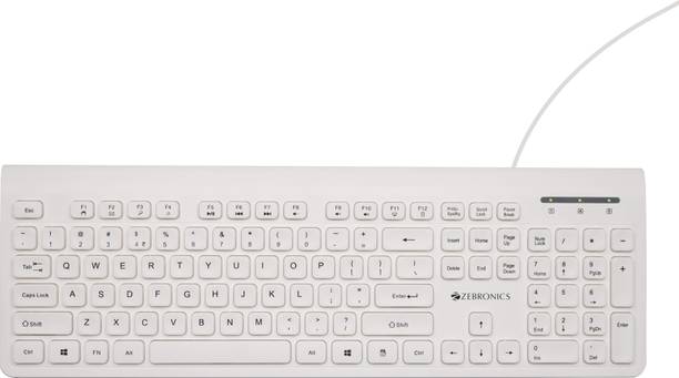 ZEBRONICS K51 (ZEB KKB2) Wired USB Standard Multi-device Keyboard Compatible with Desktop, Laptop, Mac 105 Keys, Rupee Key, 12 Multimedia Keys, Slim Design, Plug & Play