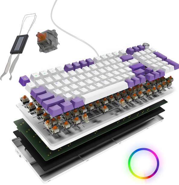 Kreo Hive Full Size Wired Gaming Mechanical Keyboard,Outemu Switches & RGB Backlight Wired USB Standard Gaming Keyboard Compatible with Desktop, Laptop, Mac
