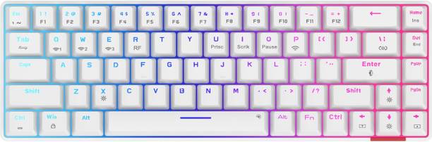 Portronics POR 1607 Bluetooth, Wireless Standard Gaming Keyboard Compatible with Desktop, Laptop, Mac Hydra 10/5.0 + 2.4 GHz, RGB, Type C Charging,Mechanical Bluetooth,