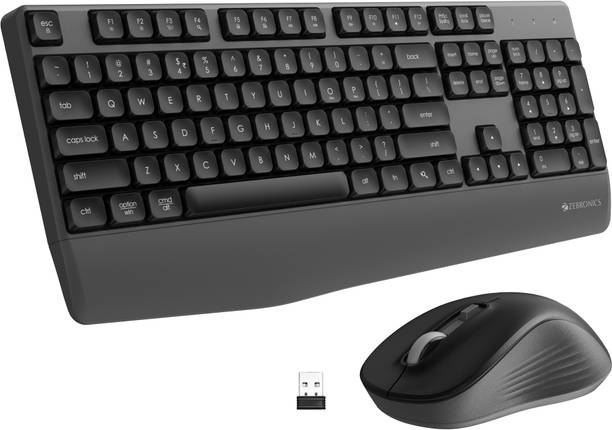 ZEBRONICS Companion 202 Wireless Standard Desktop Keyboard Compatible with Desktop, Laptop, Mac 104 Keys, Copilot AI Key, 12 Multimedia Keys, 1600 DPI, Silent, 4 Buttons