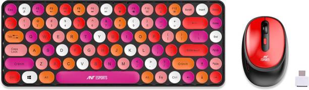 Ant Esports WKM33 Wireless Laptop-size Laptop Keyboard Compatible with Desktop, Laptop, Mac Colourful, Round Keycaps, Long Battery Life Mouse and Mini