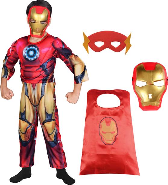 goldesteam Superhero Ironman Costume with Cape For Kids Dress for Halloween or Theme Party Kids Costume Wear