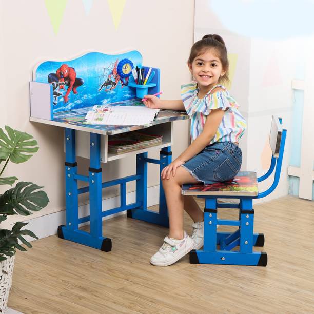Puci Kids Study Table Baby Desk with Comfortable Seat &High Backrest Metal Desk Metal Desk Chair