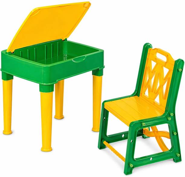 Spaceture Mango Kids Study Table and Chair Set with Storage Box, Portable&Foldable Plastic Plastic Desk Chair