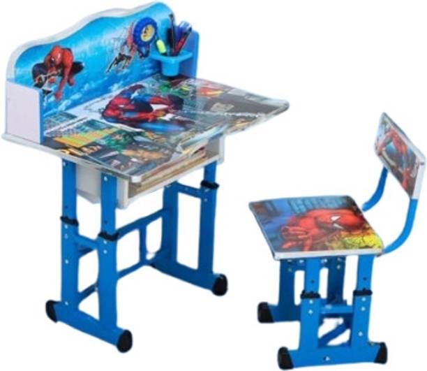 RK TRENDY Kids Study Table and Chair Set with Printed Cartoon Design Metal Desk Chair engineered wood Desk Chair
