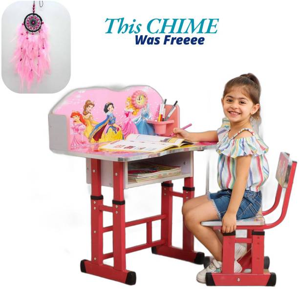 Puci Kids Study Table Baby Desk with Comfortable Seat &High Backrest Metal Desk Metal Desk Chair