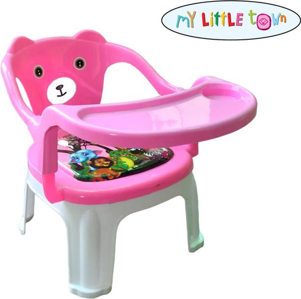 MY LITTLE TOWN Kids feeding Chair & Table (Pink white) Plastic Chair
