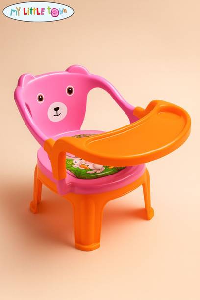 MY LITTLE TOWN Kids Feeding Chair pink with orange | Whistling Cushioned Chair | Toddler chair Plastic Chair