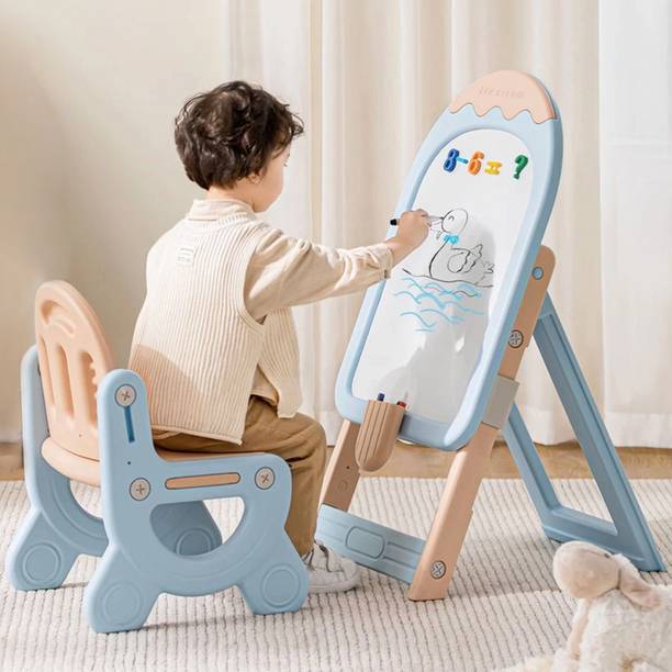 R for Rabbit Little Genius Candy Kids Chair with Easel Drawing Board | Kid's Furniture Plastic Desk Chair