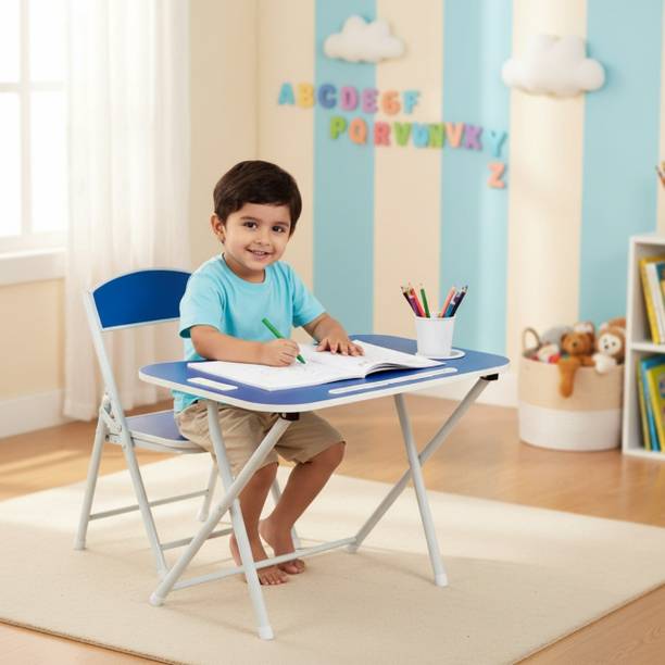 The Tickle Toe The Tickle Toe Kids Foldable Study Table and Chair Set | Toddlers Age 2-5 Metal Desk Chair