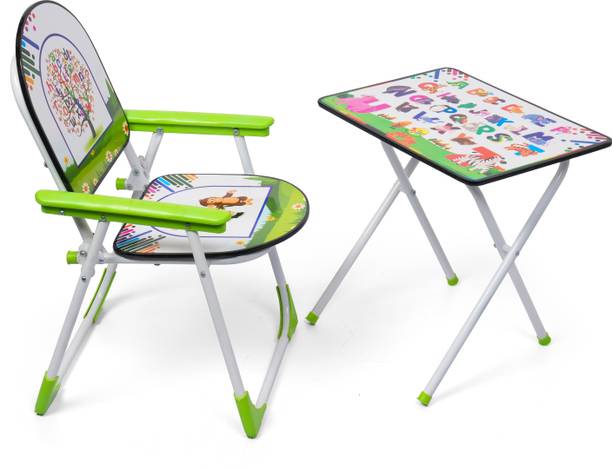 V House Magic Classy Study Table &Chair Metal Desk Chair Mix Blue For kids With alphabet chart Metal Desk Chair