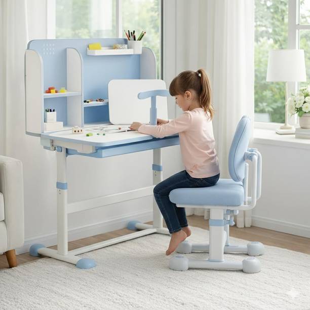 CAREOPETA Kids Study Table Chair 5-12yrs Adjustable Height with Storage Desk Chair Solid Wood Desk Chair