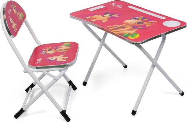 V House Magic Cosmo Study Table & Chair Metal Desk Chair Mix Blue For kids I Cartoon Elf Print Metal Desk Chair