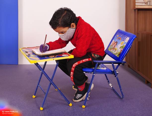 CHHOTA RABBIT TABLE CHAIR FOR KIDS (BLUE) Solid Wood Desk Chair