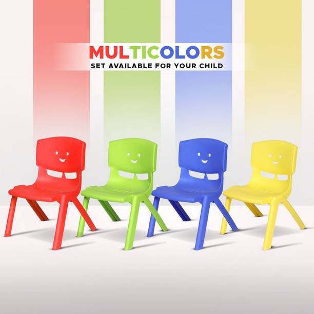 Toy Plus Smiley Baby Chair, Plastic Study Chair for Kids, Set of 4 Plastic Chair