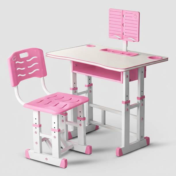 KriShyam ® Height Adjustable Kids Study Table & Chair Set with Book Stand & Drawer Plastic Desk Chair