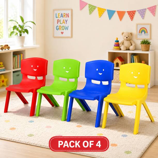 Toyplus Baby Chair Study Chair for Kids with Backrest, Set of 4 Plastic Chair