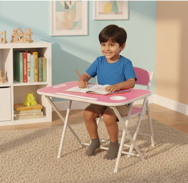 The Tickle Toe Kids Wooden Table & Chair Set Pink Study Desk for Boys & Girls Age 2-5 Metal Desk Chair