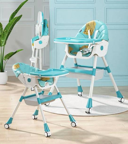 StarAndDaisy Folding Baby High Chair Recline Highchair Height Adjustable Feeding Seat Wheels