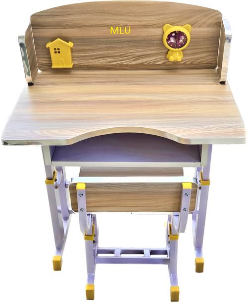 mlu Baby Desk Kids Study table chair Height Adjustable & Glossy Finish wooden Metal Desk Chair