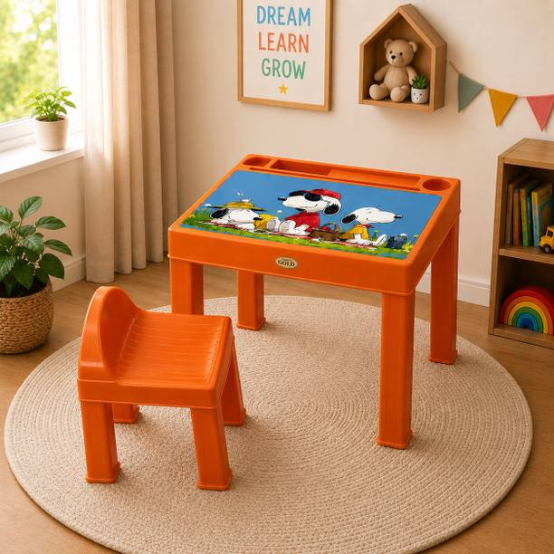 ARLAVYA ARLAVYA DIY Kids Study Table & Chair Set with Storage for Boys & Girls Plastic Desk Chair