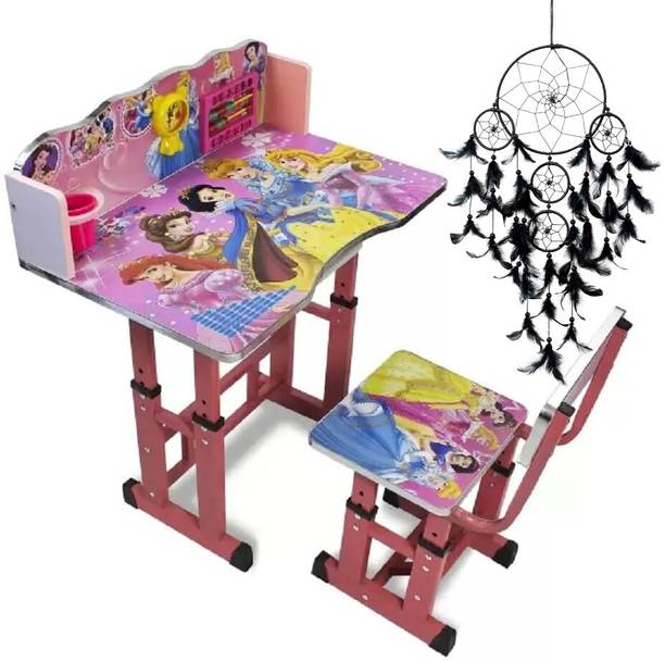 Puci Kid's Study Table and Chair / Height Adjustable with black 5 ring Dream Catcher Metal Desk Chair