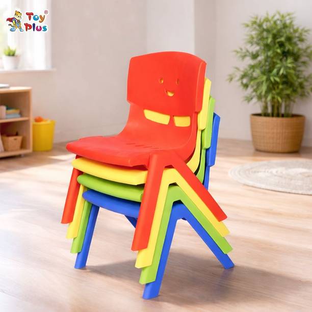Toy Plus Multicolour Baby Kids Chair Lightweight & Durable for Home & School, Set of 4 Plastic Chair