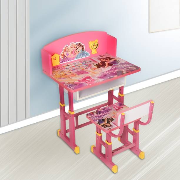 mlu Unique desk/kids study table and chair set / Height Adjustable Pink (Indian) Metal Desk Chair