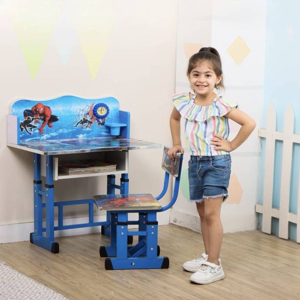 MY LITTLE TOWN Kids & Chair with Adjustable Height (Blue) Engineered Wood Study Table