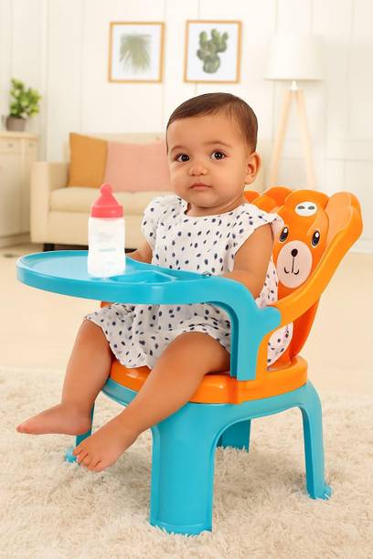 Vicky Baby Plastic Tray chair for kids/feeding chair,1-3 years Green and orange Plastic Chair