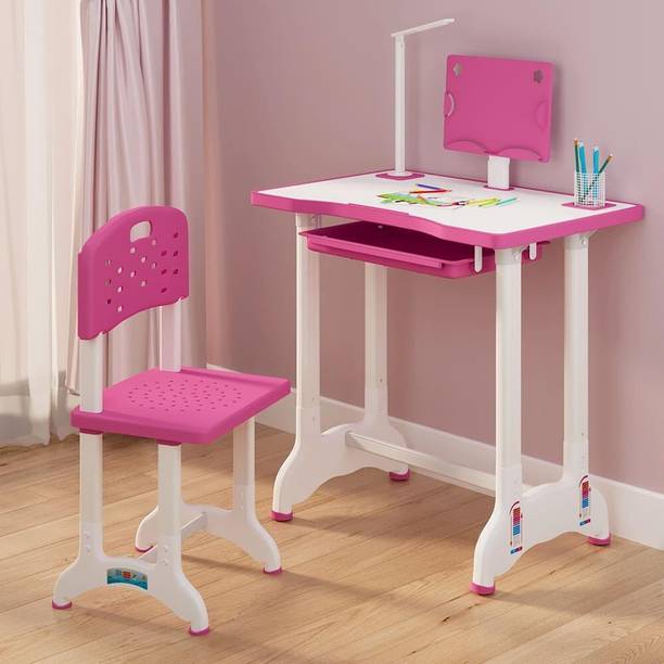 StarAndDaisy Smart Kids Study Table For 3 To 10 Years with An Option Of Led Lamp- Pink Plastic Study Table