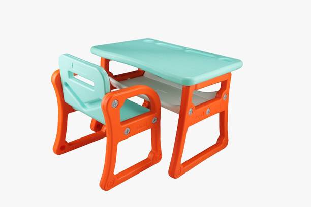 svaagat Foldable study Desk for Kids Play Table and Chair Set with Storage rack Desk Plastic Study Table