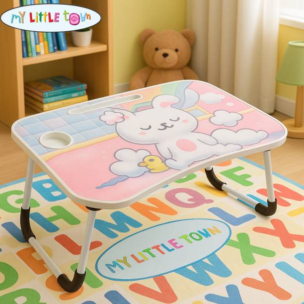 MY LITTLE TOWN White Rabbit Kids Study Table |Portable Laptop Table Foldable | Lapdesk Rabbit Wood Portable Laptop Table