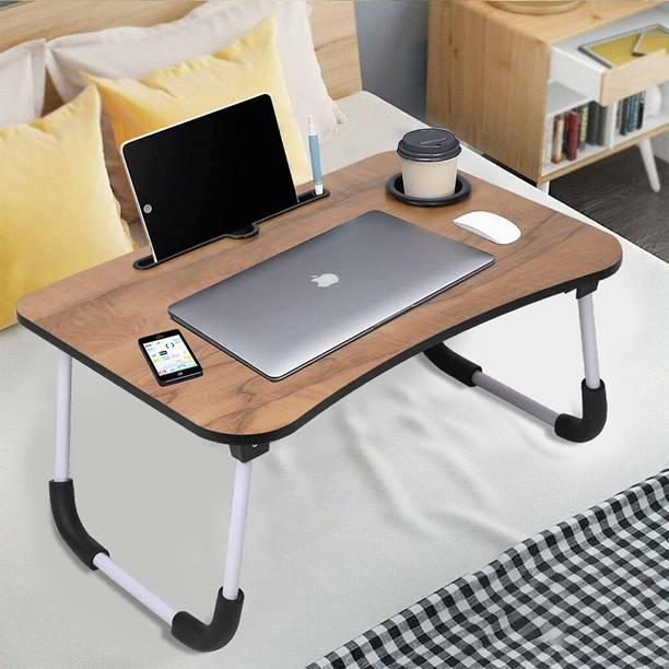 The Haridham Enterprise MULTIPURPOSE FOLDABLE WITH CUP HOLDER , STUDY & LAPTOP TABLE Wood Portable Laptop Table