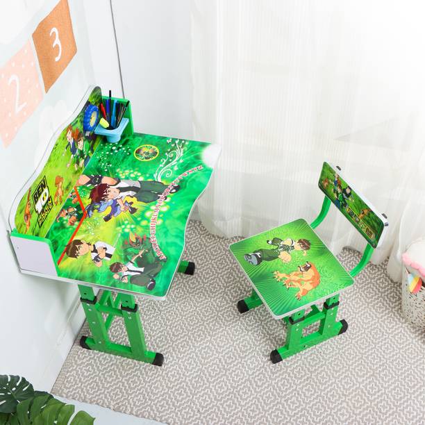 MY LITTLE TOWN Kids study Table & Chair with Adjustable Height (Green) Engineered Wood Study Table